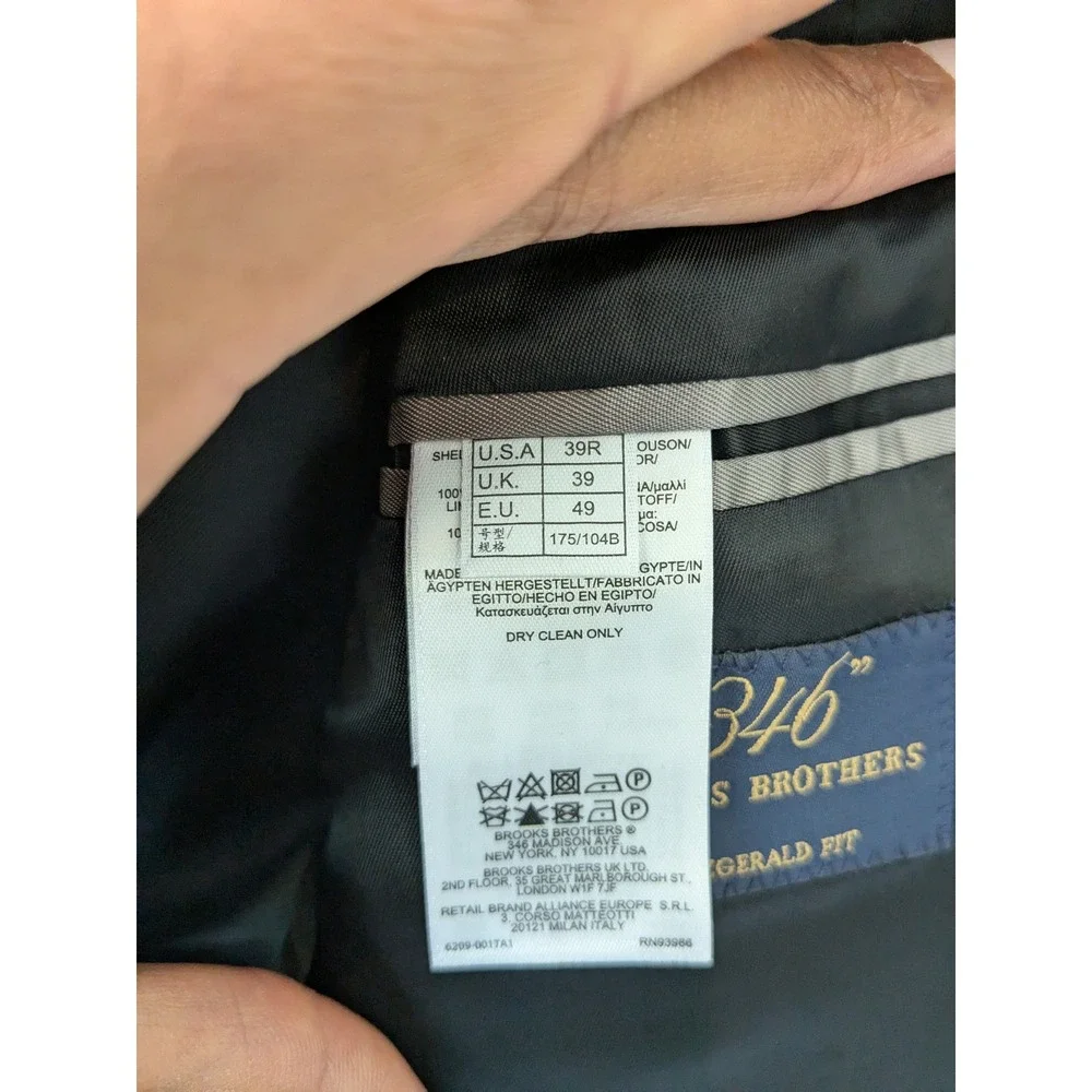 NWT Brooks Brothers 346 Fitzgerald Fit Grey Herringbone Wool Sport Coat 39R